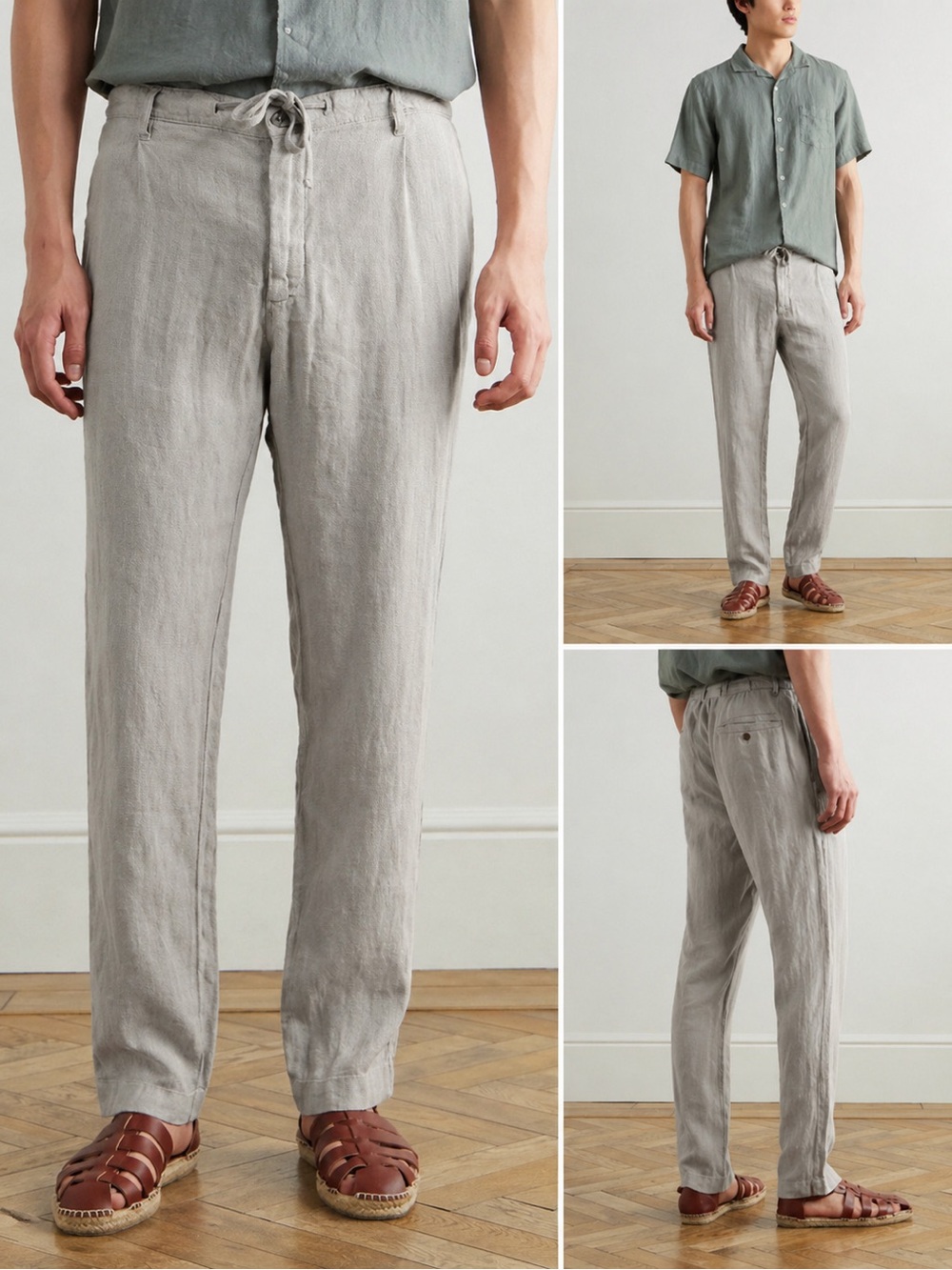 Hartford Linen Drawstring Pants IT 48 / US 31 Slim Gray EUC